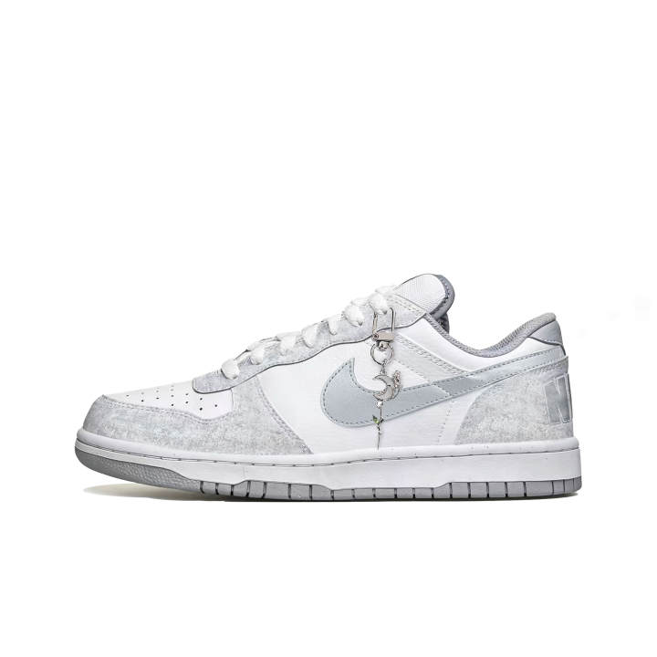 Nike Nike Dunk Silver Pink Starry Cushioning Abrasion Resistant Lightweight Low top Skateboard Shoes Men's White Silver