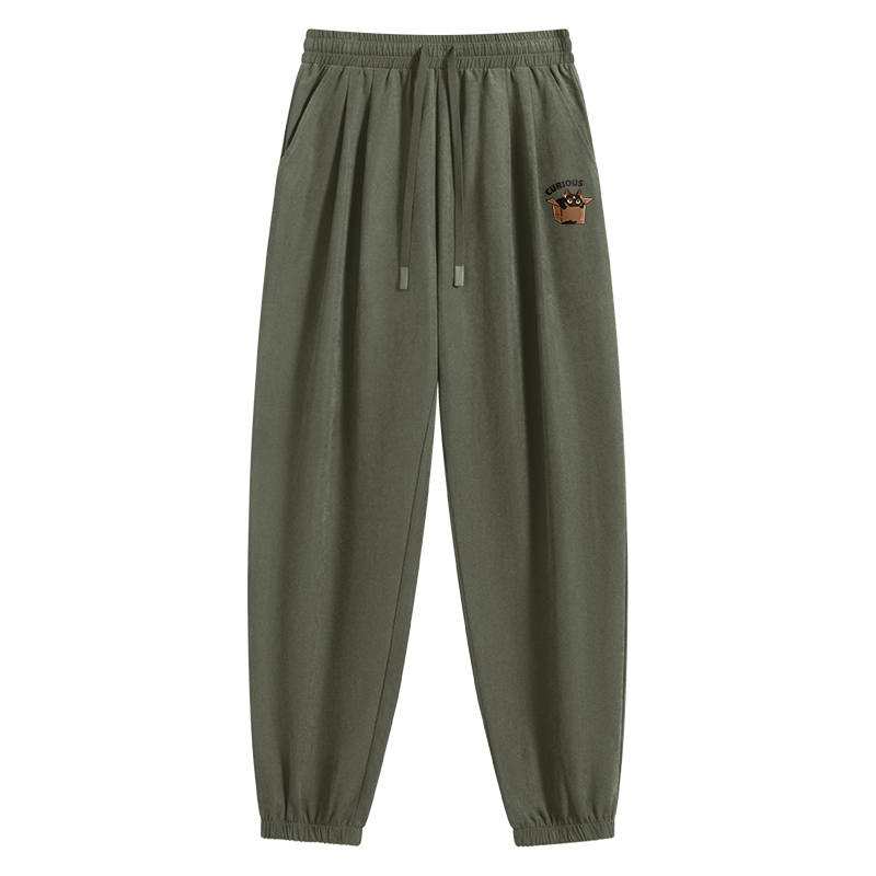 Tonlion Casual Pants Unisex Moderate Cuffed Pants