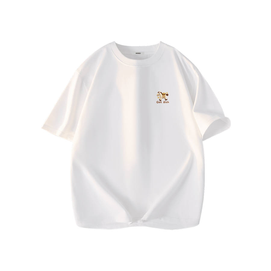 MINISO T Shirts Unisex Crew Neck Moderate Straight Fit