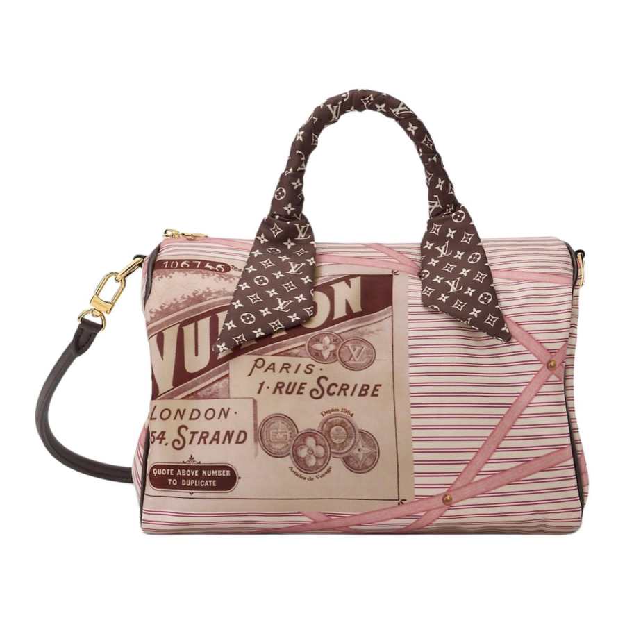 LOUIS VUITTON SPEEDY SOFT Fabric Handbag Women's Rose Beige