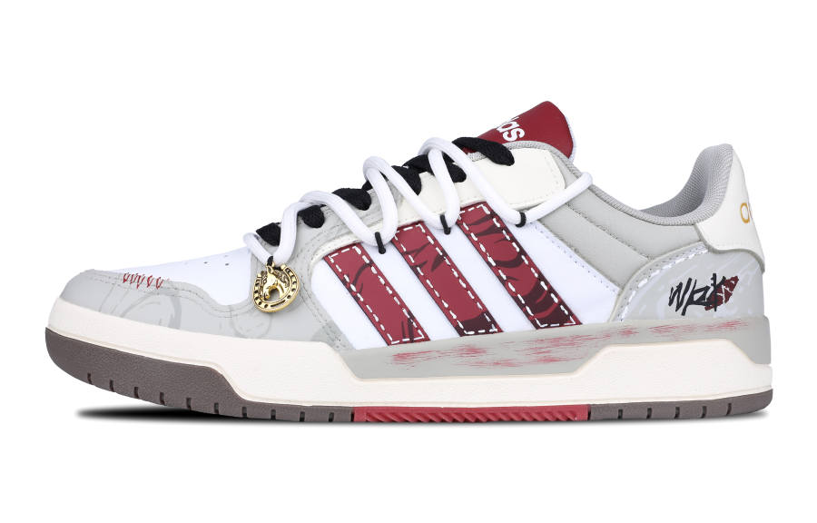 Adidas Neo Entrap Synthetic Leather Abrasion Resistant Slip Resistant Low top Skateboard Shoes Unisex White Gray Red