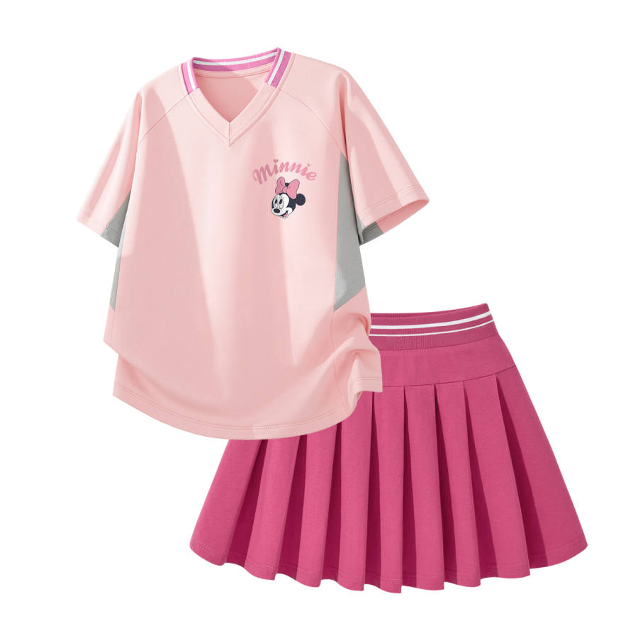 Disney Kids Two Piece Skirt Sets V Neck Thin Short