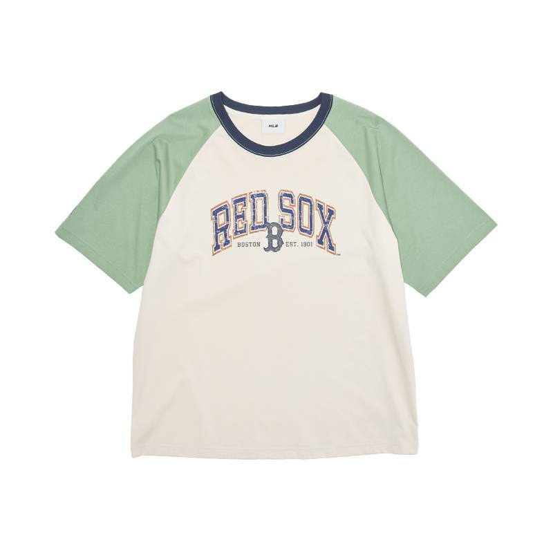 MLB T Shirts Unisex Boston Red Sox/Light Sand Brown Crew Neck Moderate