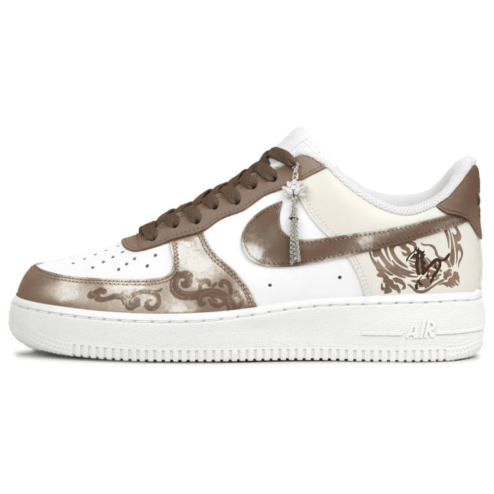 Nike Nike Air Force 1 Abrasion Resistant Slip Resistant Low top Skateboard Shoes Unisex White Brown