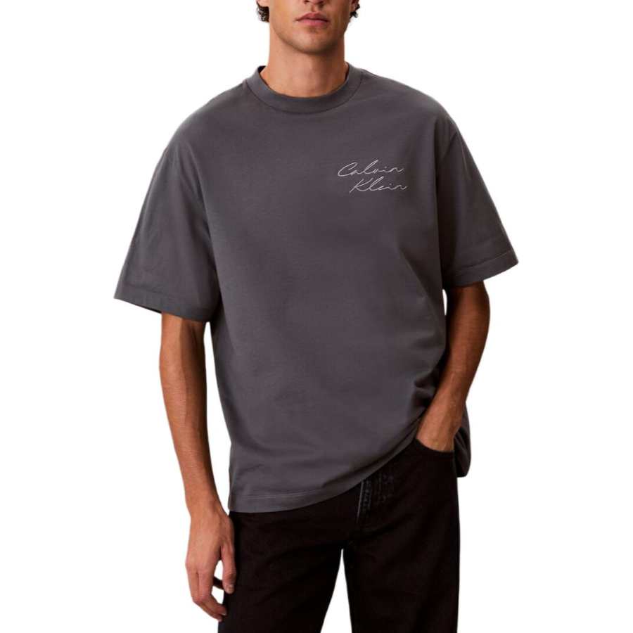 Calvin Klein T Shirts Men's Charcoal Gray Crew Neck