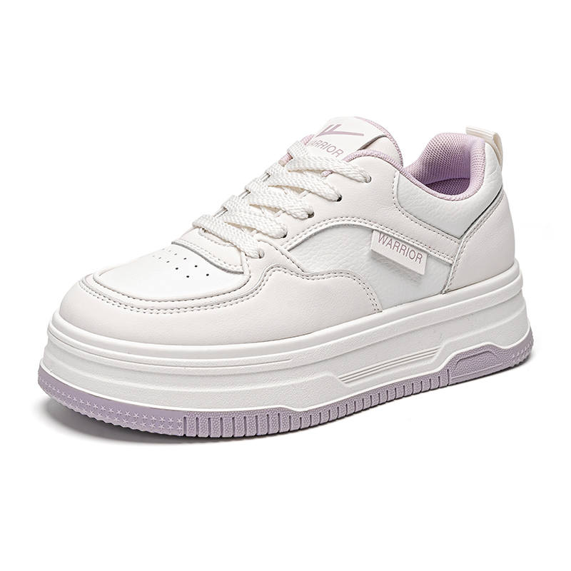 Warrior Coverage Height Increasing Abrasion Resistant Slip Resistant Low top Skateboard Shoes Women's Beige Purple