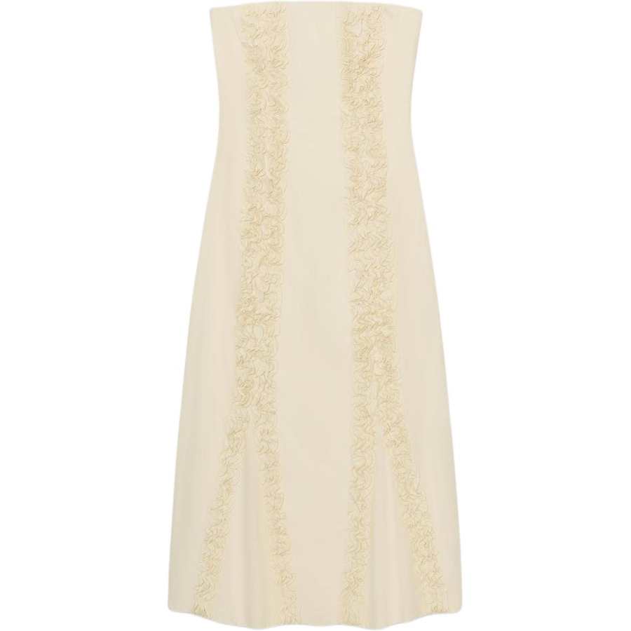 ZARA Sleeveless Dresses Women's Ivory Moderate Midi Skirt