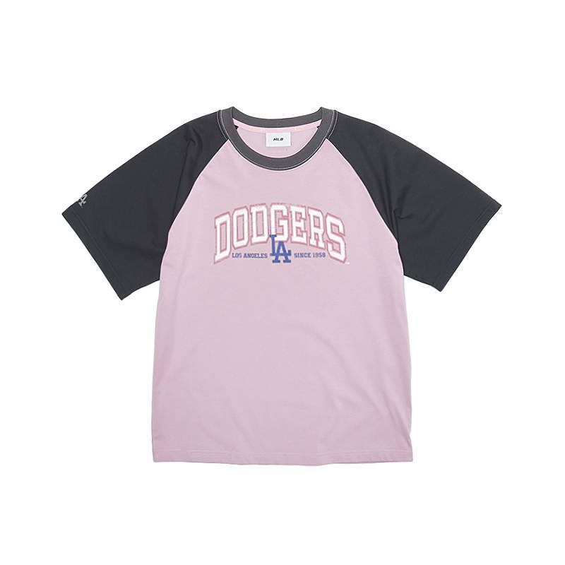 MLB T Shirts Unisex Los Angeles Dodgers/Light Lavender Purple Crew Neck Moderate