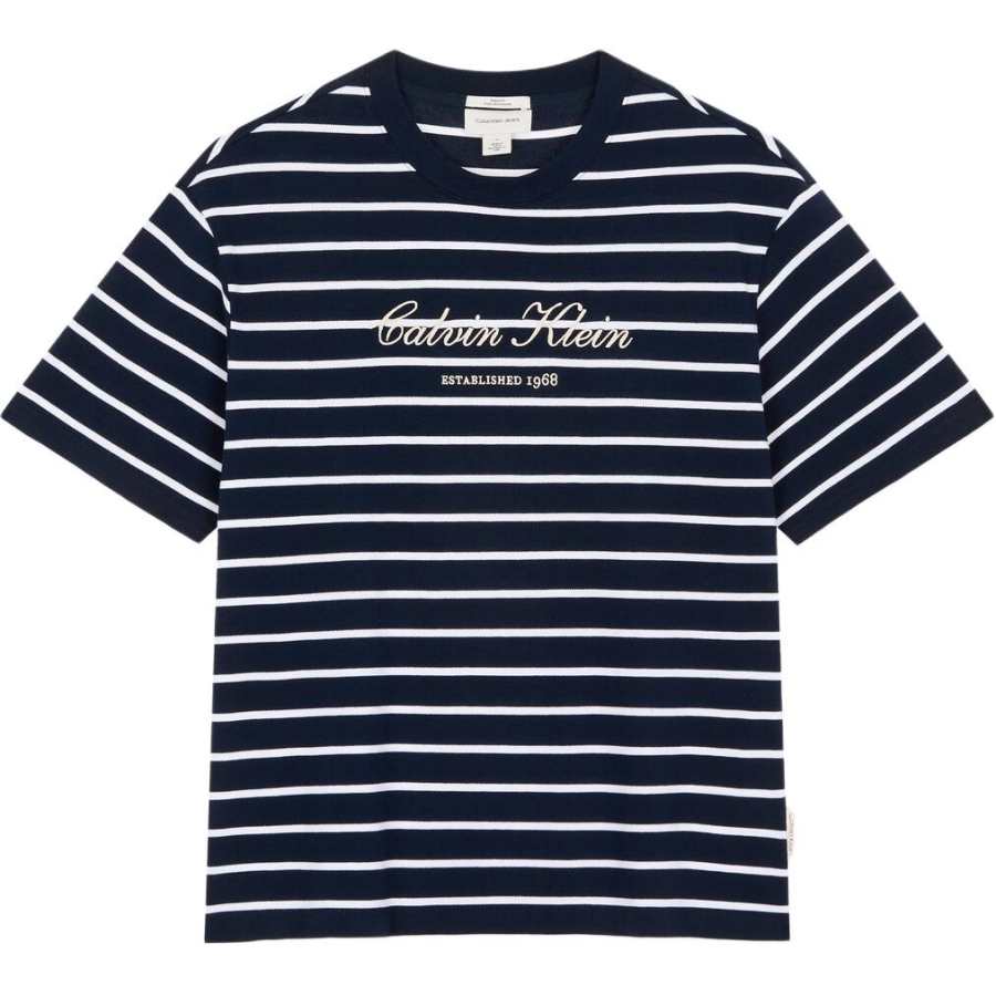 Calvin Klein T Shirts Men's Marine Blue Crew Neck