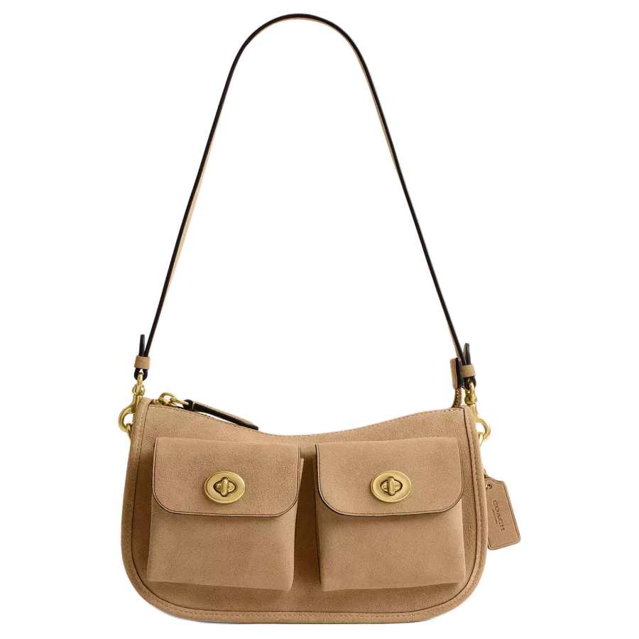 COACH TurnlockWaverly Cow Split Leather Crossbody Bag, Shoulder Bag Medium Women's Brown