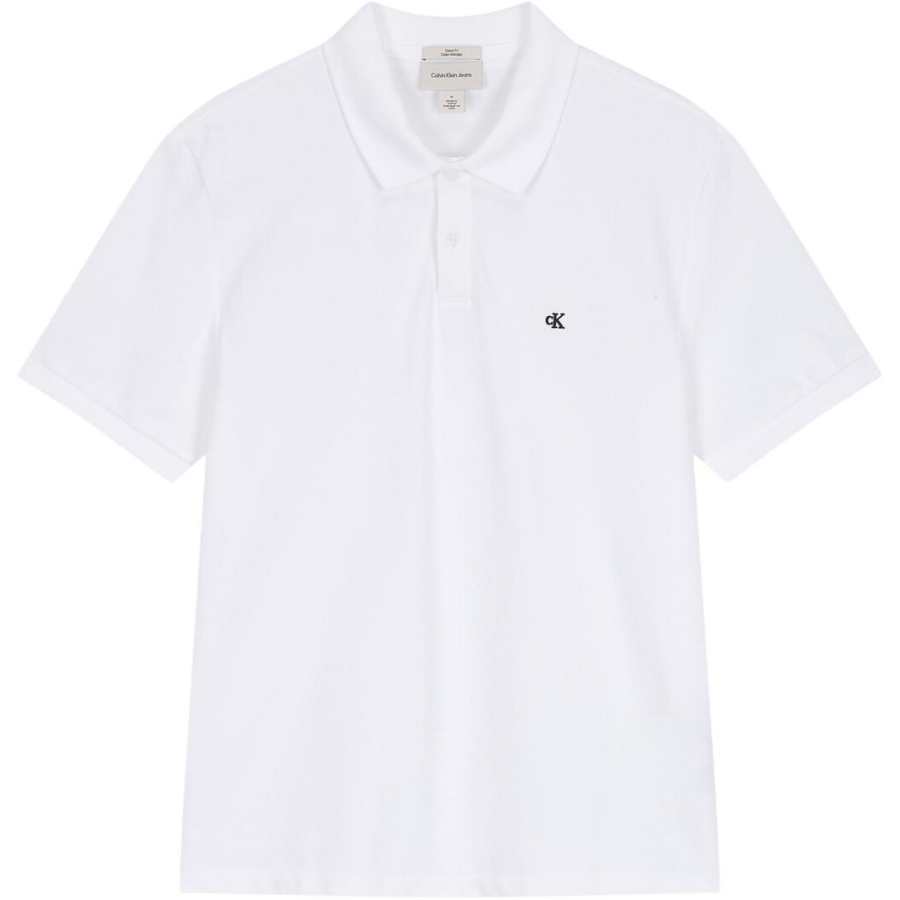 Calvin Klein Polo Shirts Men's Bright White Lapel Moderate Straight Fit