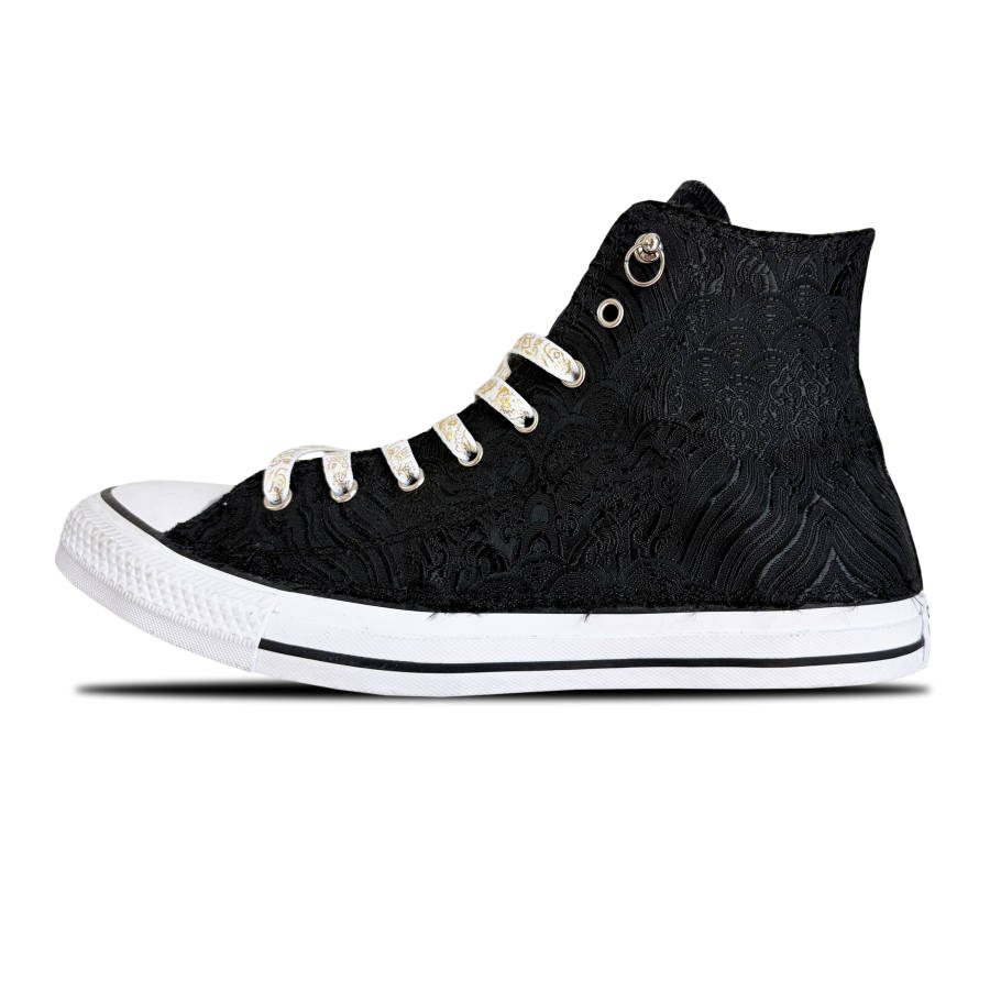 Converse All Star Silk Dress Night Whisper Slip Resistant Abrasion Resistant High top Canvas Shoes Unisex Black