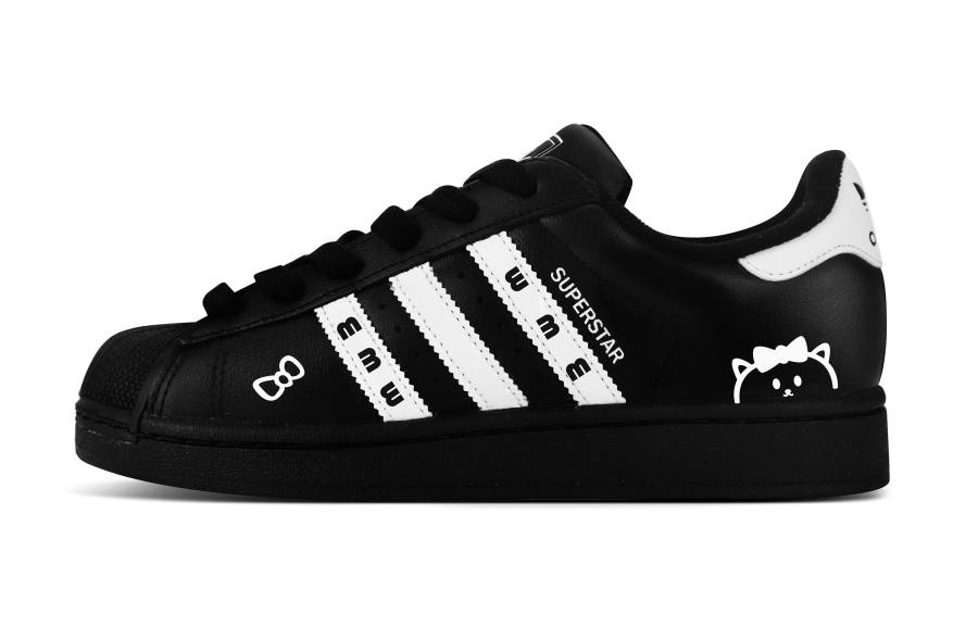 Adidas Originals Superstar 2 Pouting Bear Low top Kids' Skateboarding Shoes Black White Teenagers