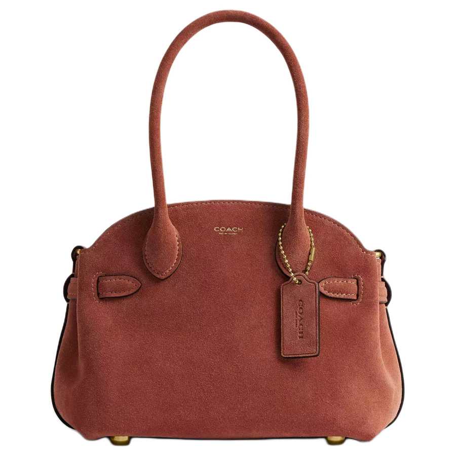 COACH Empire Carryall Suede With Calfskin Handbag, Shoulder Bag Small Women's Clay