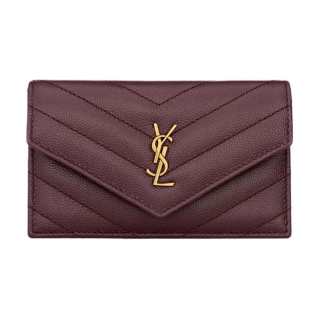 SAINT LAURENT Cassandre Calfskin Card Holder Women's Cabernet Sauvignon Red