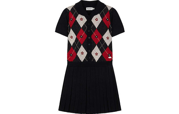 Teenie Weenie Long Sleeved Dresses Women's Black Lapel Moderate Short
