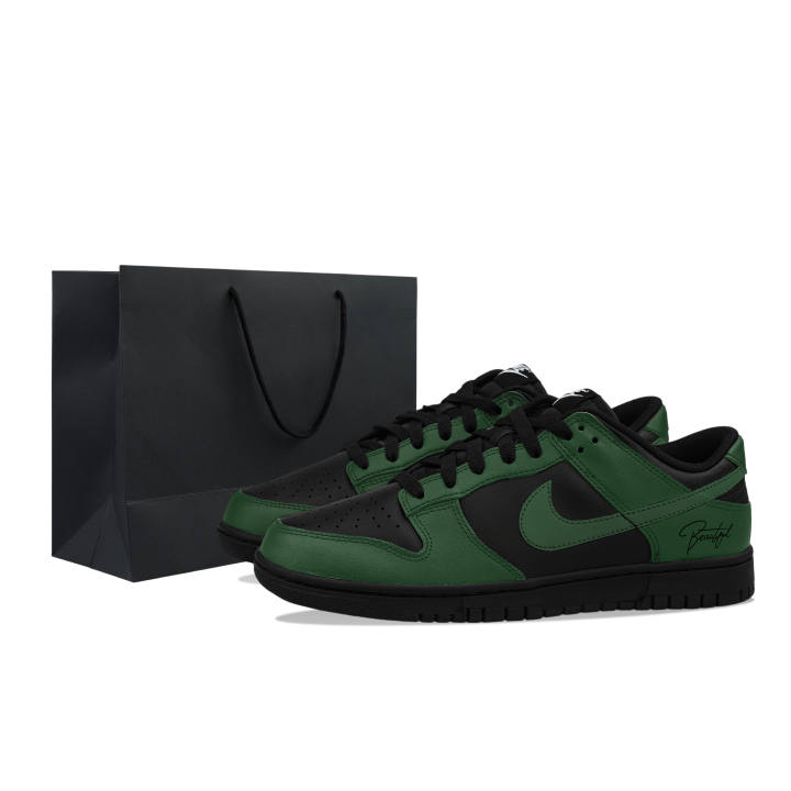 Nike Nike Dunk Low Leather Low top Casual Skate Shoes Men's Black Green