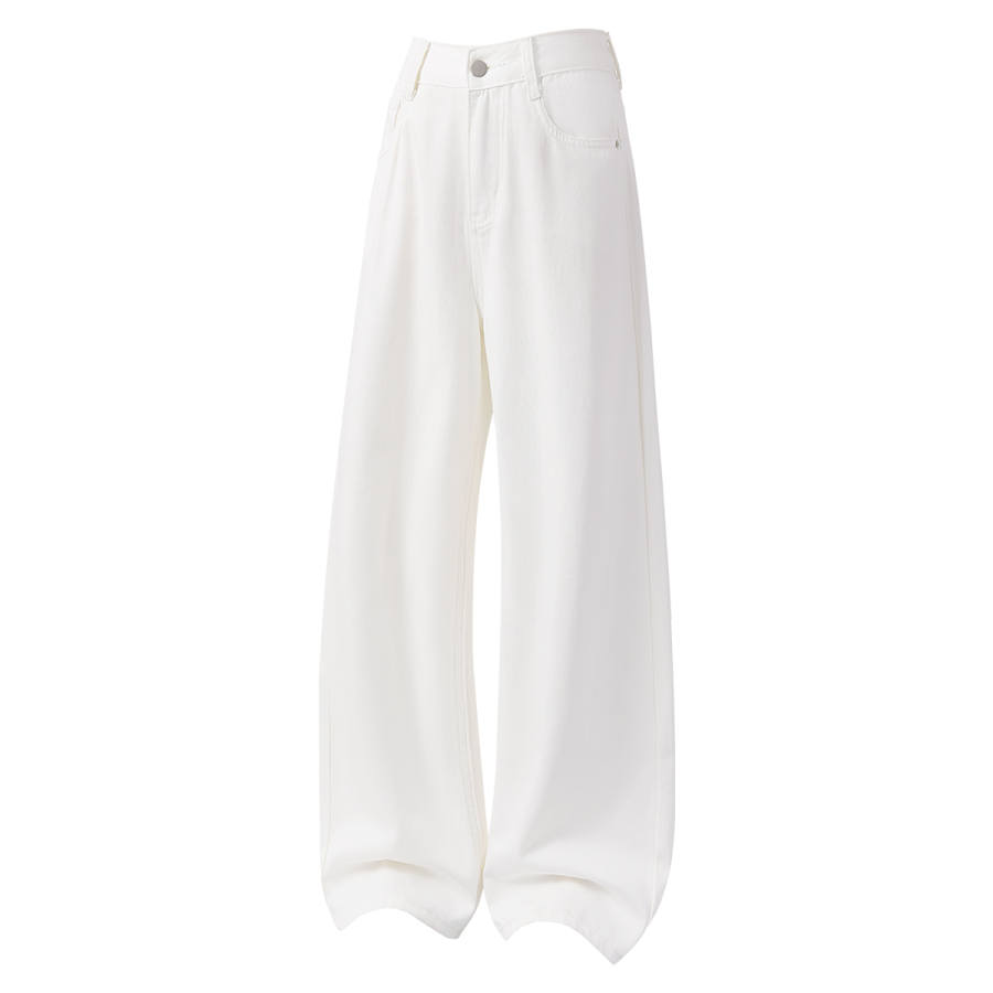 Tonlion Casual Pants Women's White Moderate Wide Leg Pants