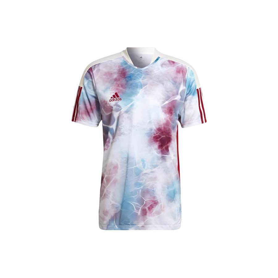 Adidas Adidas T Shirts Men's Red White Crew Neck Moderate Straight Fit