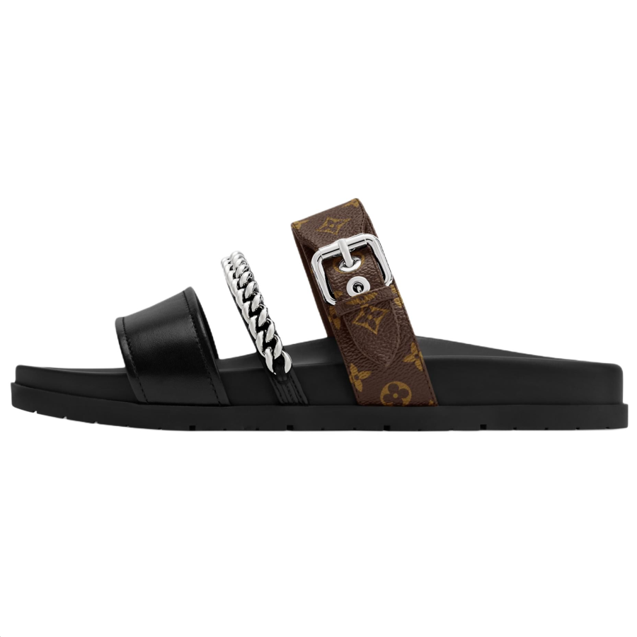 LOUIS VUITTON Slide Slippers Women's Black