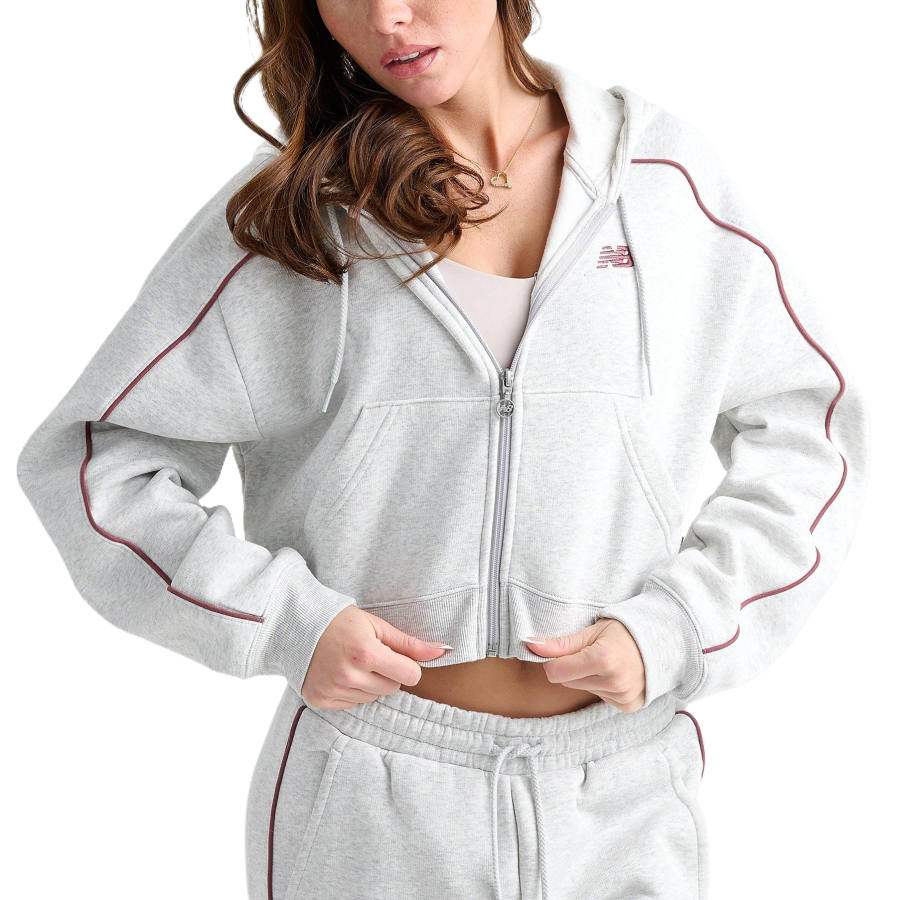 New Balance New Balance Sweatshirts Women's Slate Gray/Burgundy Red Hooded Non Detachable Moderate