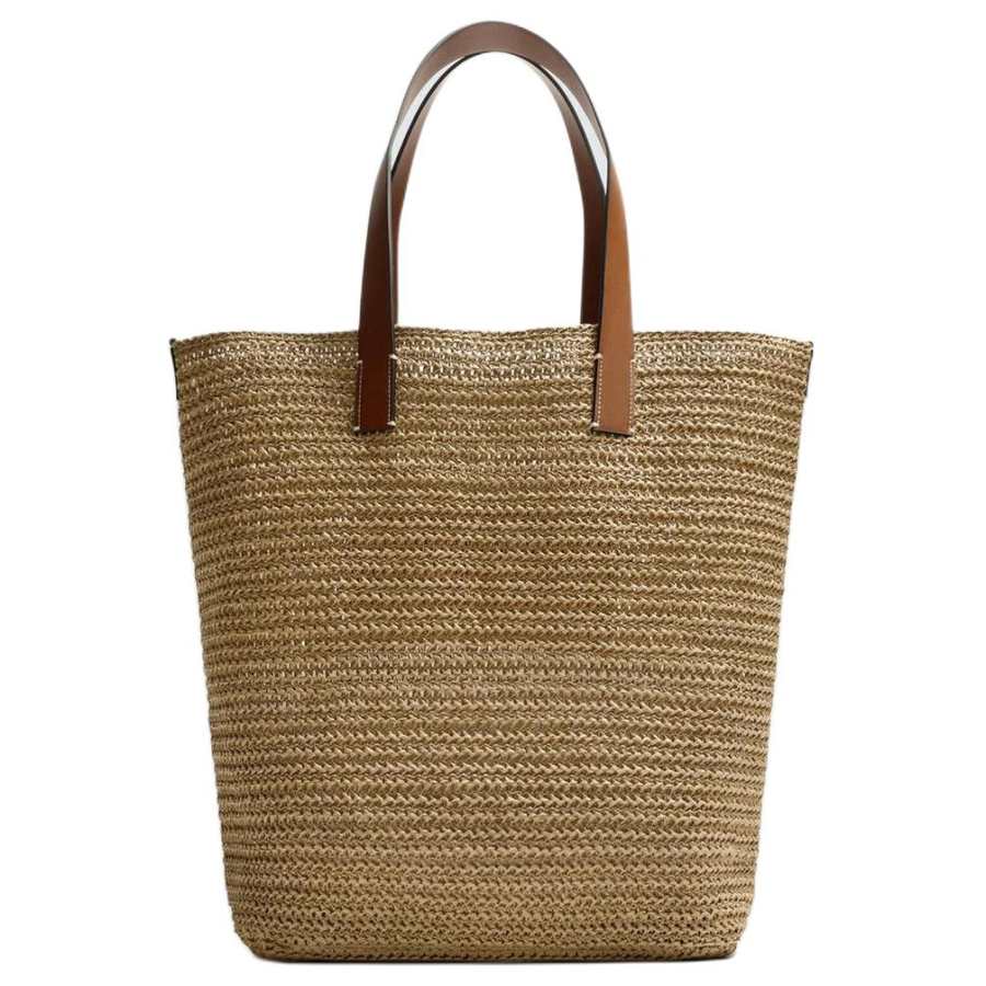 ZARA Cellulose Material Shopping Bag Handbag Women's Light Beige Yellow