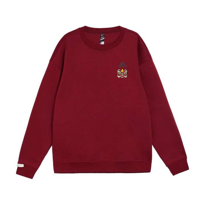 Adidas Adidas Extraordinary Embroidered Lion Blessing Embroidery Crew Neck Comfortable Fleece Lined Long Sleeved Sweatshirt