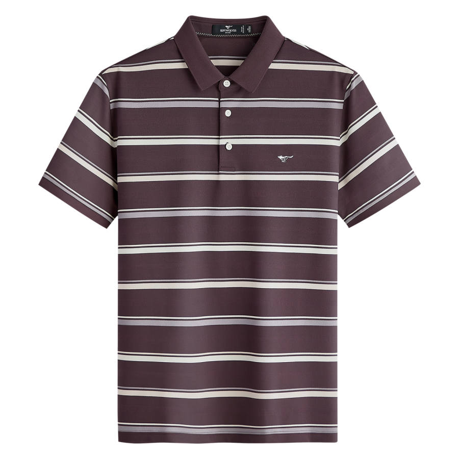 SEPTWOLVES Polo Shirts Men's Dark Brown Lapel Moderate Straight Fit