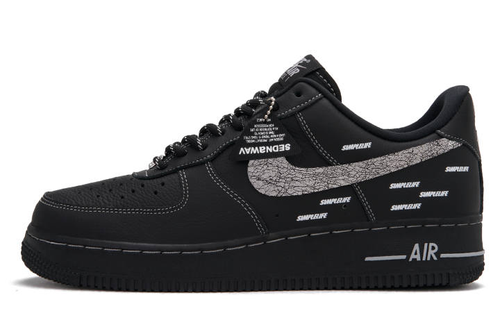 Nike Nike Air Force 1 Double Sided Person A Abrasion Resistant Low top Skateboard Shoes Unisex Black Gray