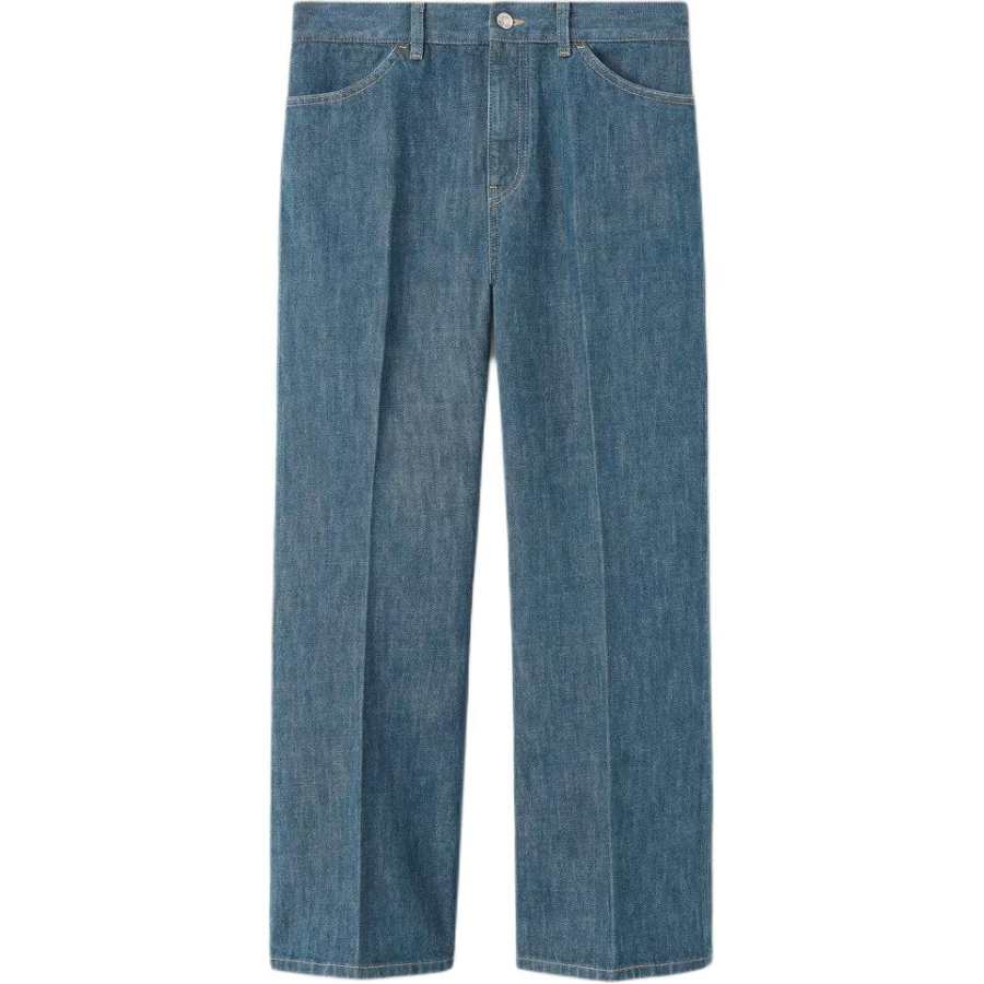 Loro Piana Jeans Women's Midnight Silk Blue Moderate Straight Fit Pants