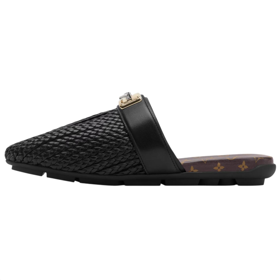 LOUIS VUITTON Closed Toe Slippers Women's Black