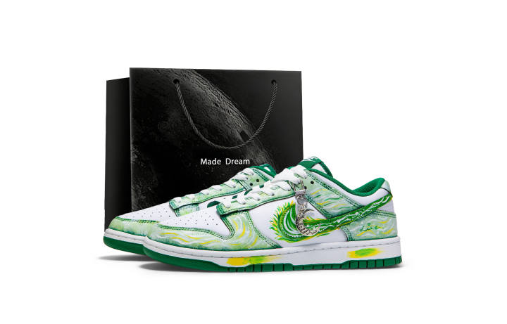 Nike Nike Dunk Slip Resistant Abrasion Resistant Low top Skateboard Shoes Men's White Green