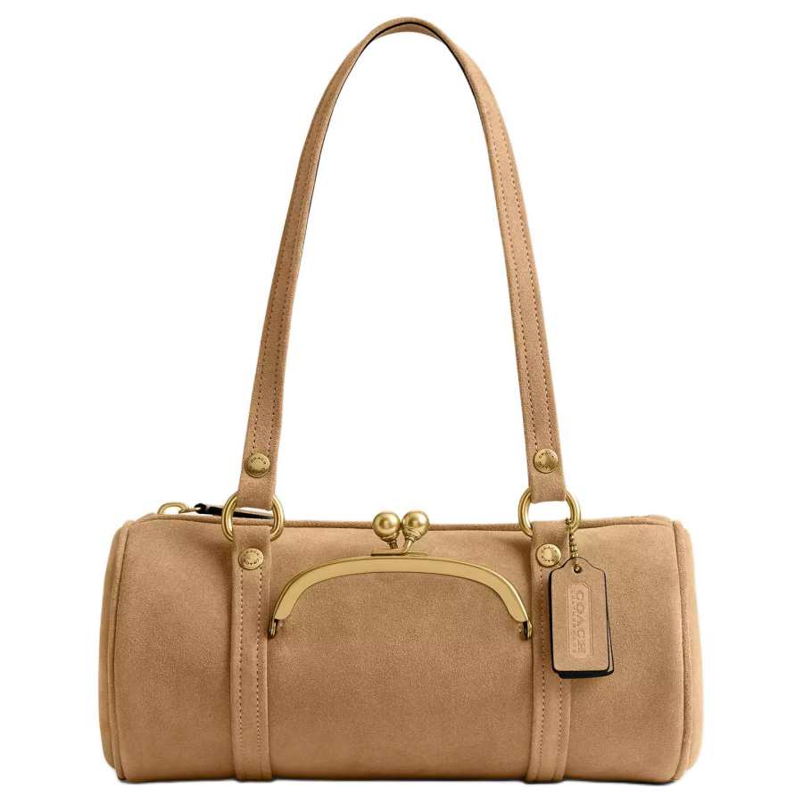 COACH KisslockOriginals Cow Leather Shoulder Bag Large Women's Khaki