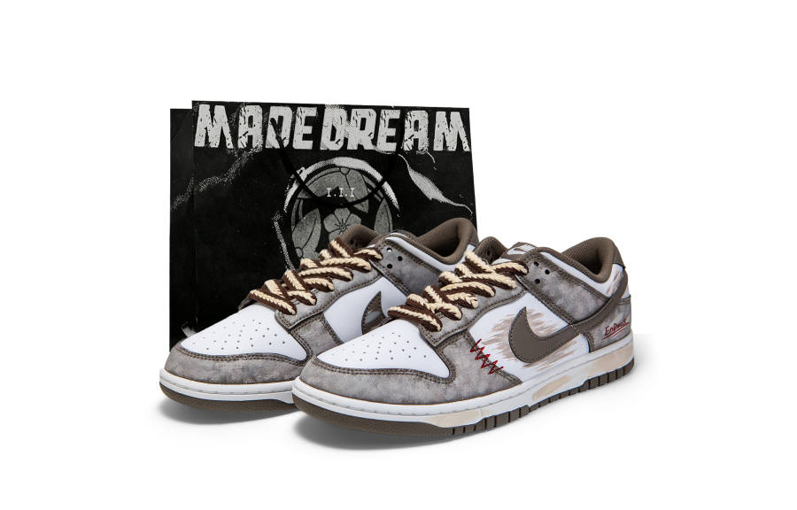 Nike Nike Dunk Abrasion Resistant Breathable Low top Skateboard Shoes Men's Gray Brown