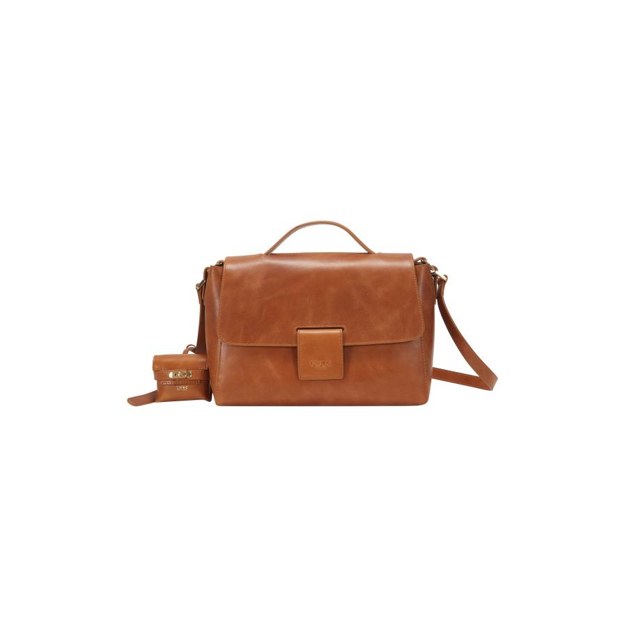 Teenie Weenie Cow Leather Messenger Bag, Shoulder Bag Women's Brown