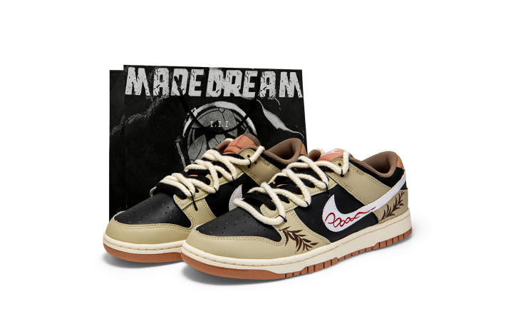 Nike Nike Dunk Leather Abrasion Resistant Breathable Low top Skateboard Shoes Men's Black Khaki