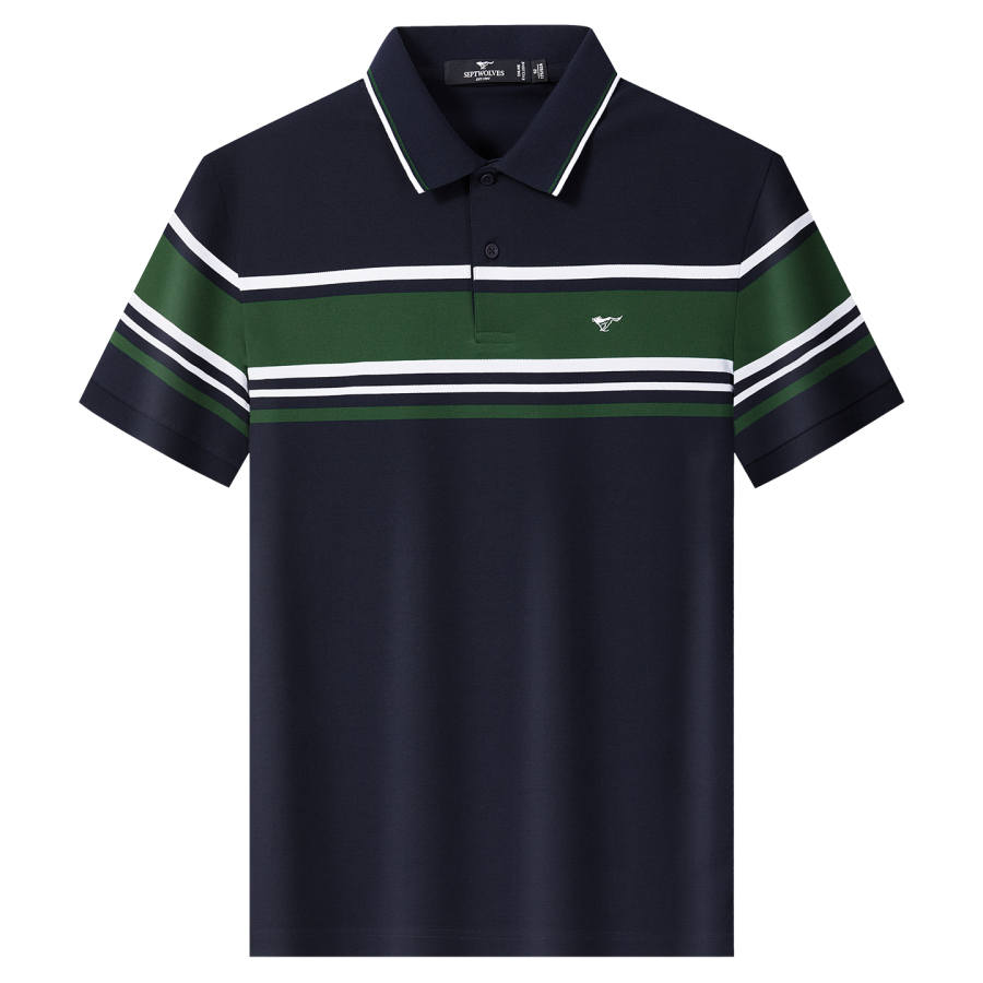 SEPTWOLVES Polo Shirts Men's Navy Blue Lapel Moderate Straight Fit