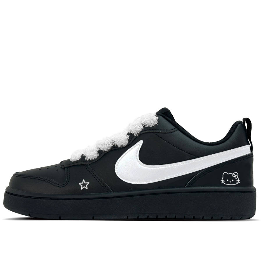 Nike Nike Court Borough Starfall Meowth Leather Low top Kids' Skateboarding Shoes Black Teenagers