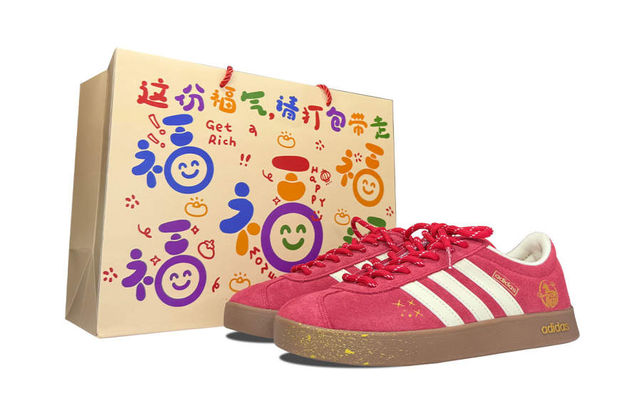 Adidas Adidas Vl Court Classic Red Gold Brings Prosperity Cushioning Slip Resistant Low top Skateboard Shoes Unisex Red
