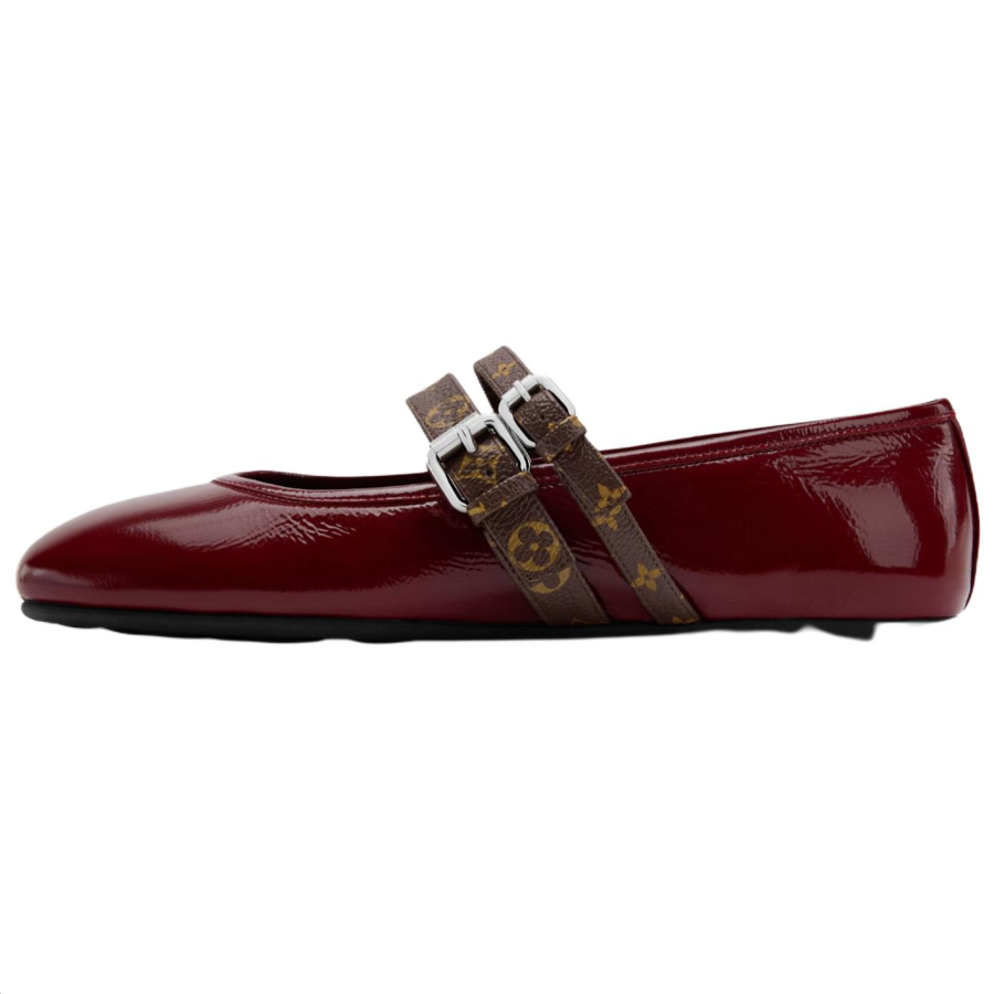 LOUIS VUITTON Bella Flat Mary Jane Shoes Women's Bordeaux
