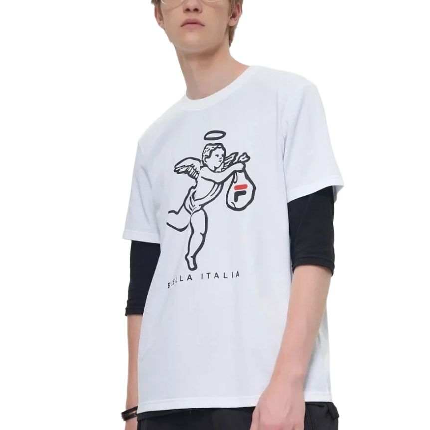 FILA Fusion T Shirts Men's Standard White Crew Neck Moderate