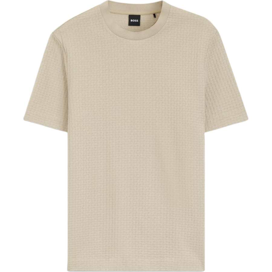 HUGO BOSS T Shirts Men's Light Beige Crew Neck Moderate Straight Fit