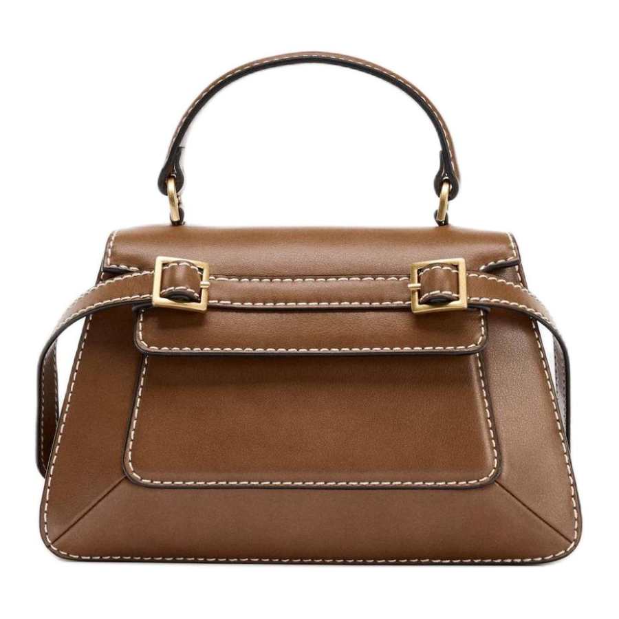 ZARA Pu One Shoulder Handbag Small Women's Dark Brown Yellow