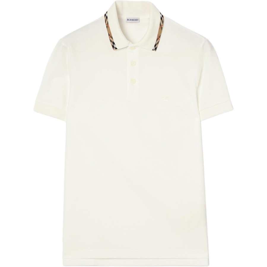 Burberry Checked-Trim Ekd Embroidered Polo Shirt
