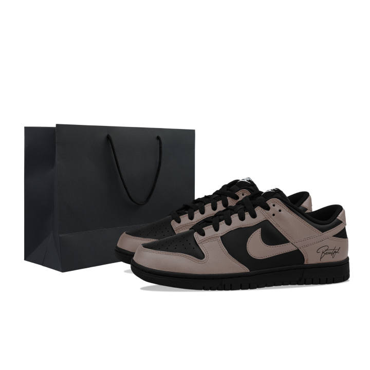 Nike Nike Dunk Low Leather Low top Casual Skate Shoes Men's Black Brown