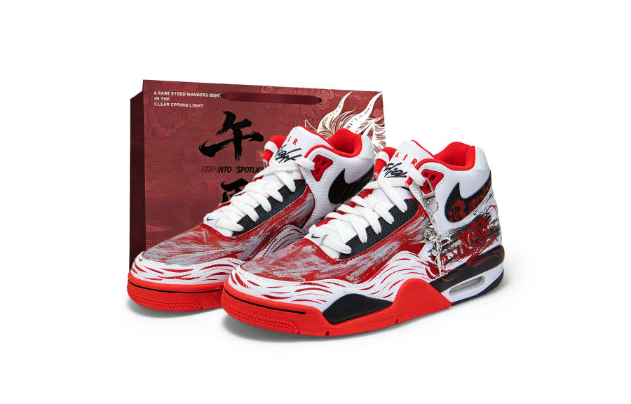 Nike Nike Flight Legacy Abrasion Resistant Breathable Mid top Vintage Basketball Shoes Unisex White Red