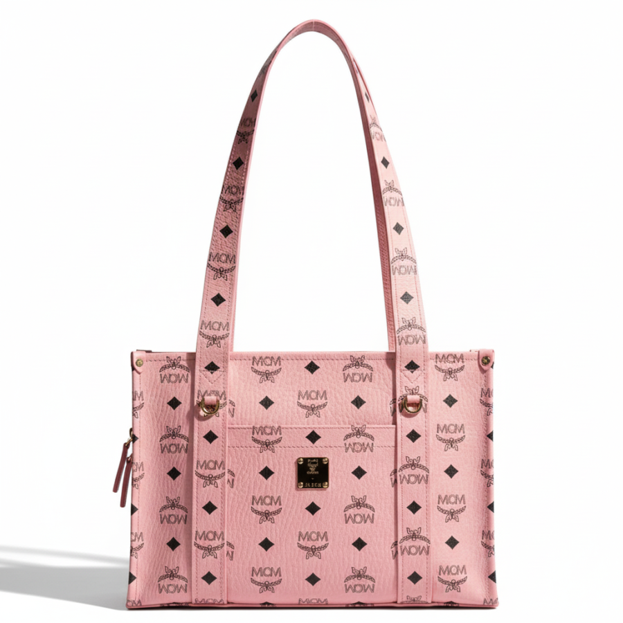 MCM Aren Artificial Leather Tote Handbag, Shoulder Bag Small Women's Pink