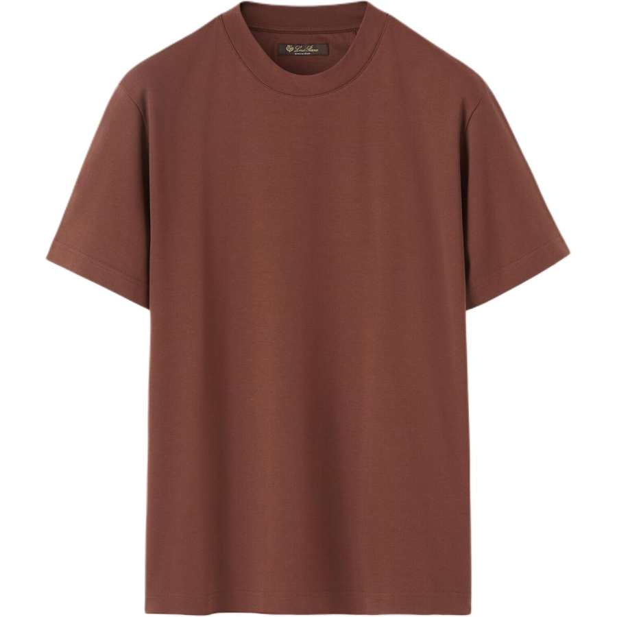 Loro Piana T Shirts Men's Purple Burgundy Crew Neck Moderate