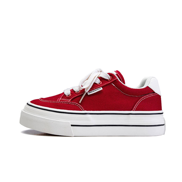 WARRIOR Coverage Height Increasing Abrasion Resistant Lightweight Low top Canvas Shoes Women's Red