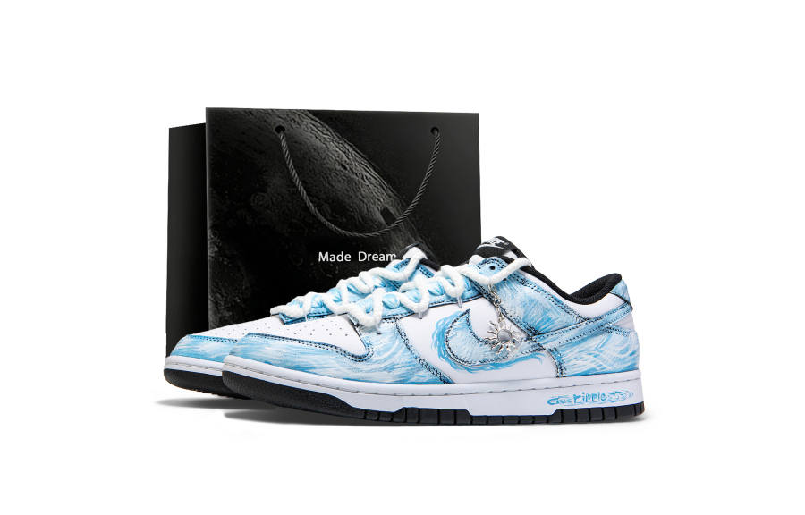 Nike Nike Dunk Slip Resistant Abrasion Resistant Low top Skateboard Shoes Men's White Blue